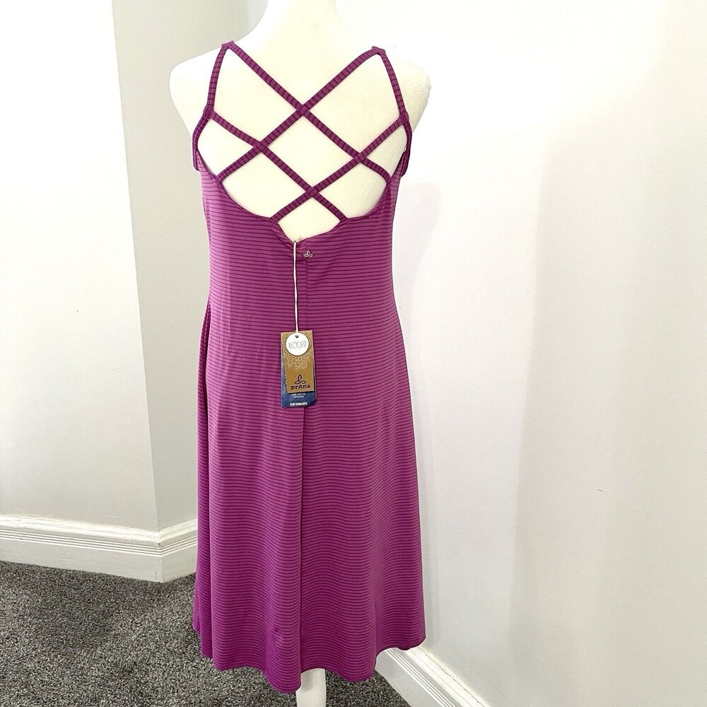 Prana Orchid Pinstripe Rebecca Dress Sz XL Built In Bra Removable Pads NEW W Tag - Picture 3 of 13